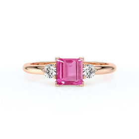 Bague trilogie saphir rose et diamant Coucher de Soleil - 8