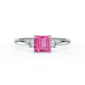 Bague trilogie saphir rose et diamant Coucher de Soleil - 8