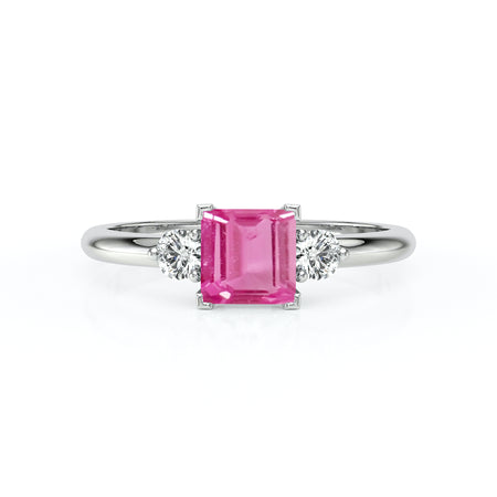 Bague trilogie saphir rose et diamant Coucher de Soleil - 8