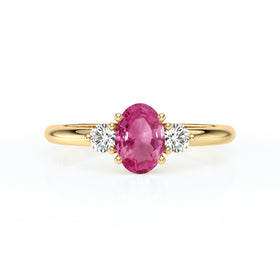 Bague trilogie saphir rose et diamant Coucher de Soleil - 9