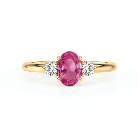 Bague trilogie saphir rose et diamant Coucher de Soleil - 9
