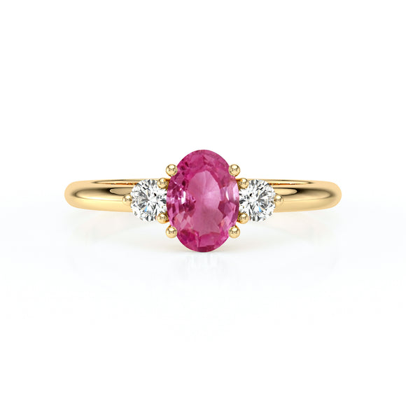 Bague trilogie saphir rose et diamant Coucher de Soleil - 9