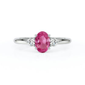 Bague trilogie saphir rose et diamant Coucher de Soleil - 9