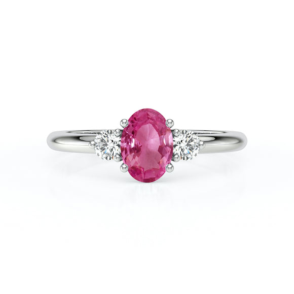 Bague trilogie saphir rose et diamant Coucher de Soleil - 9