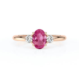 Bague trilogie saphir rose et diamant Coucher de Soleil - 9