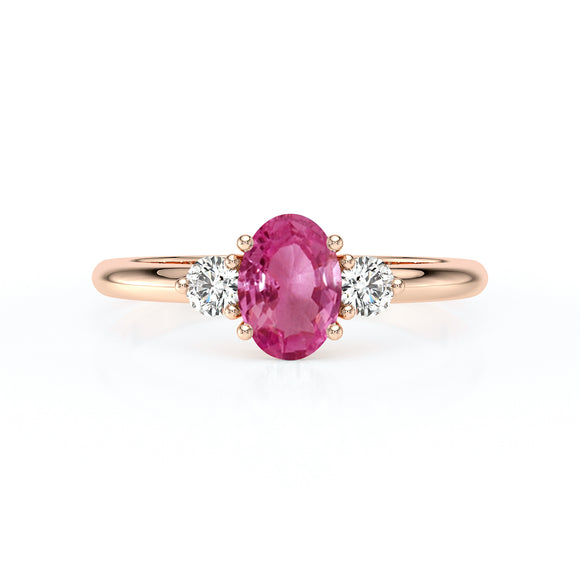 Bague trilogie saphir rose et diamant Coucher de Soleil - 9