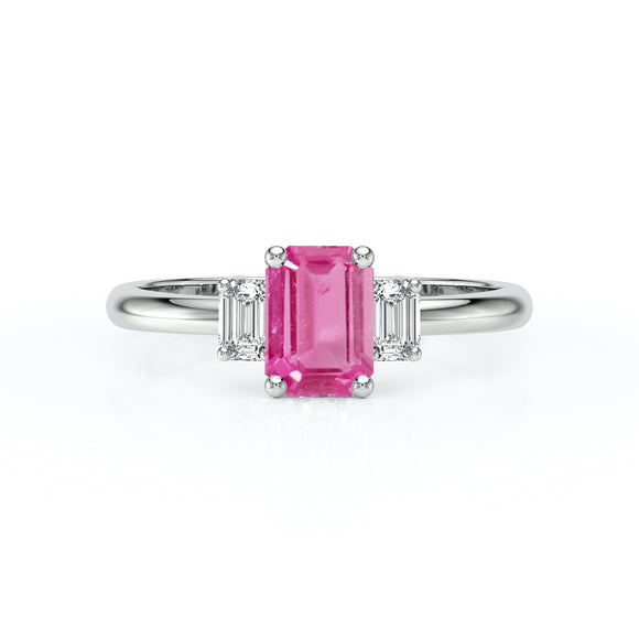 Bague trilogie saphir rose et diamant Premier Pas - 5