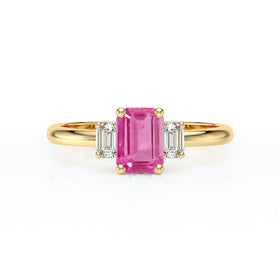 Bague trilogie saphir rose et diamant Premier Pas - 5
