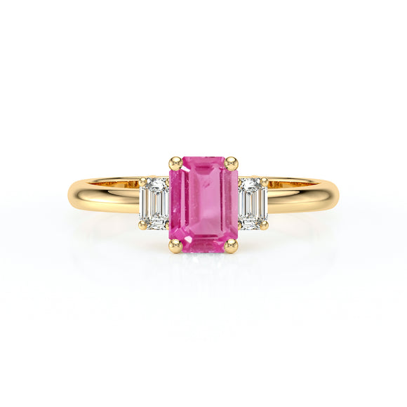 Bague trilogie saphir rose et diamant Premier Pas - 5