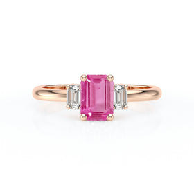 Bague trilogie saphir rose et diamant Premier Pas - 5