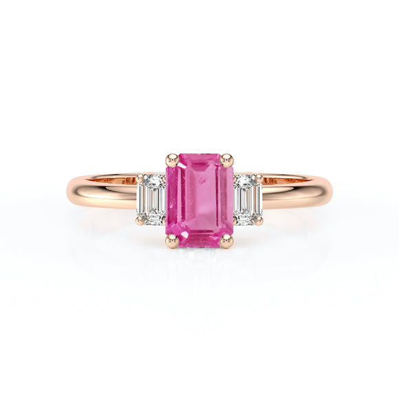 Bague trilogie saphir rose et diamant Premier Pas - 5