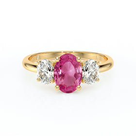 Bague trilogie saphir rose et diamant Premier Pas - 6