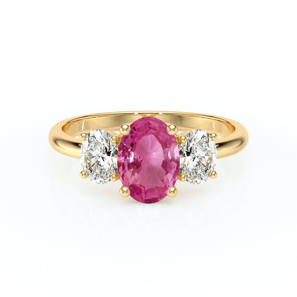 Bague trilogie saphir rose et diamant Premier Pas - 6