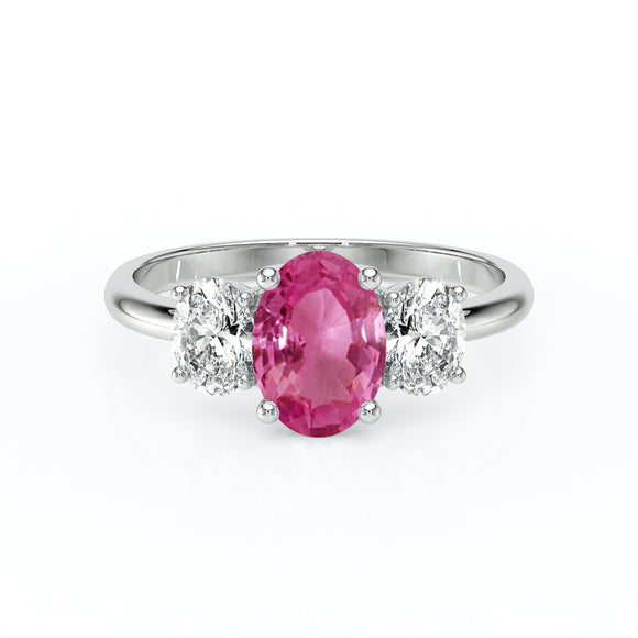 Bague trilogie saphir rose et diamant Premier Pas - 6