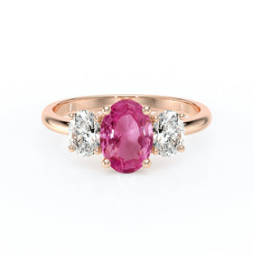 Bague trilogie saphir rose et diamant Premier Pas - 6