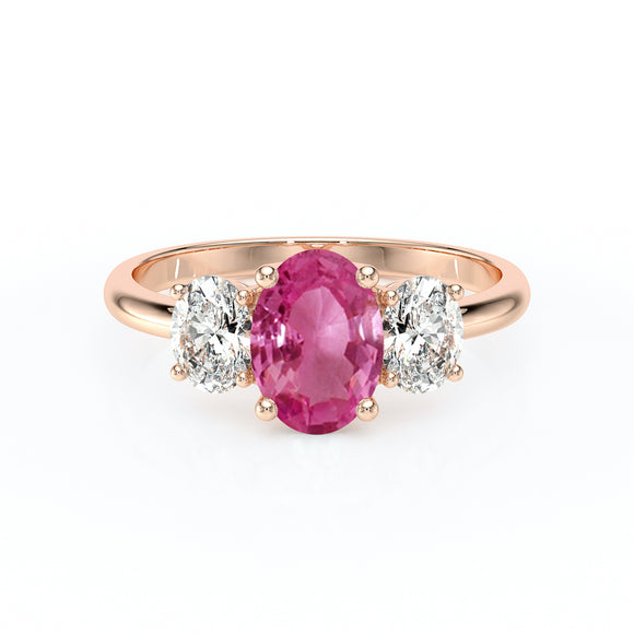 Bague trilogie saphir rose et diamant Premier Pas - 6