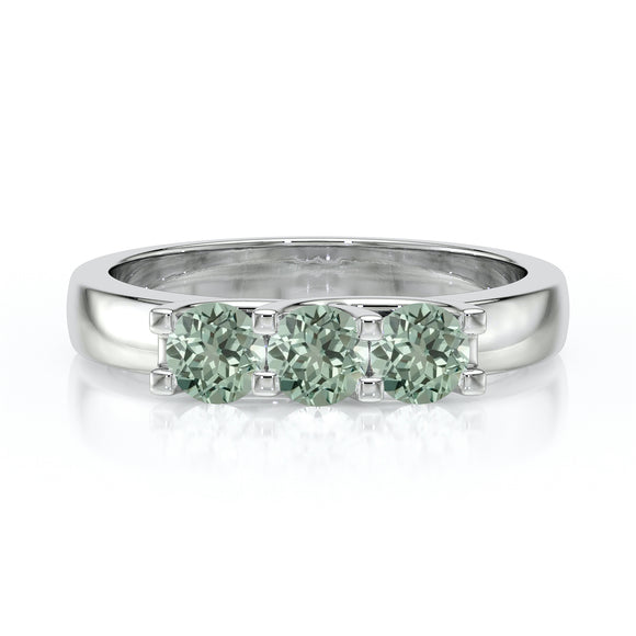 Bague trilogie saphir vert Coucher de Soleil - 2