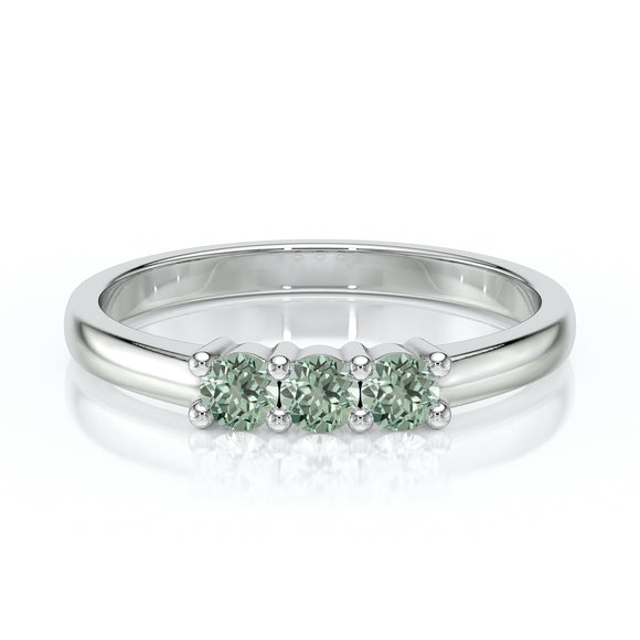 Bague trilogie saphir vert Coucher de Soleil - 3