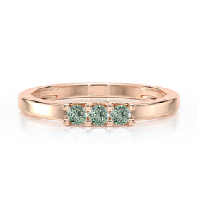 Bague trilogie saphir vert Coucher de Soleil - 4