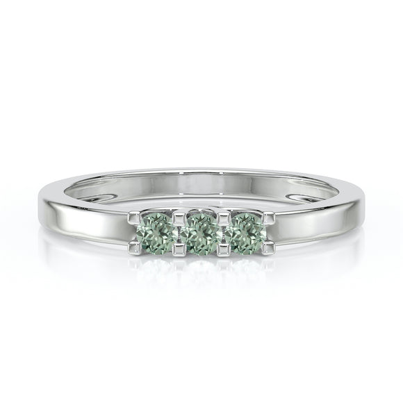 Bague trilogie saphir vert Coucher de Soleil - 4