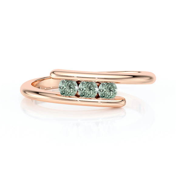 Bague trilogie saphir vert Main dans la Main - 2
