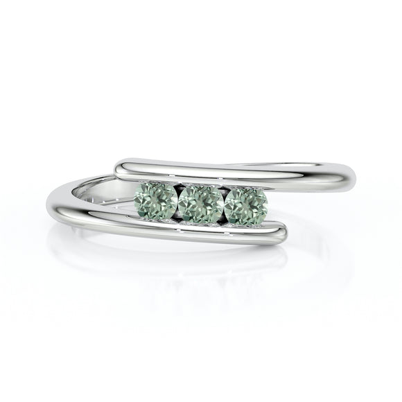 Bague trilogie saphir vert Main dans la Main - 2