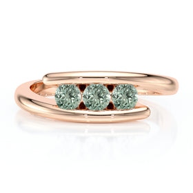 Bague trilogie saphir vert Main dans la Main - 5