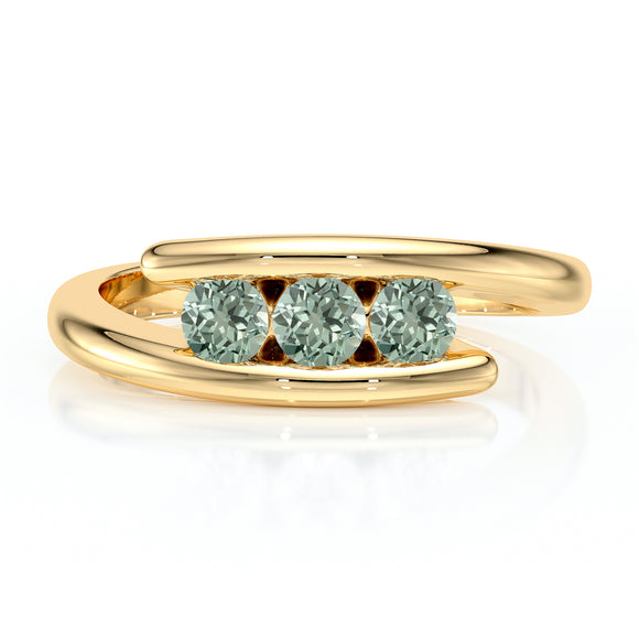 Bague trilogie saphir vert Main dans la Main - 5