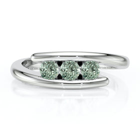 Bague trilogie saphir vert Main dans la Main - 5