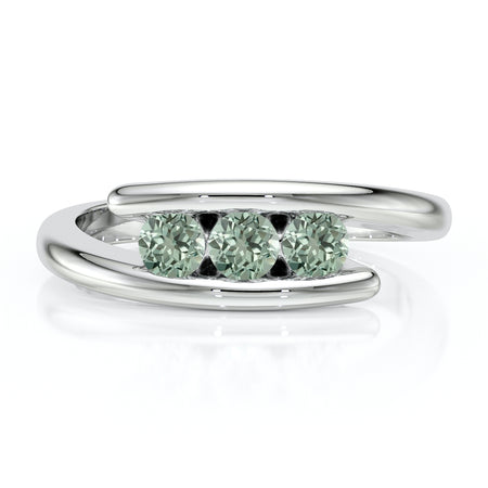 Bague trilogie saphir vert Main dans la Main - 5