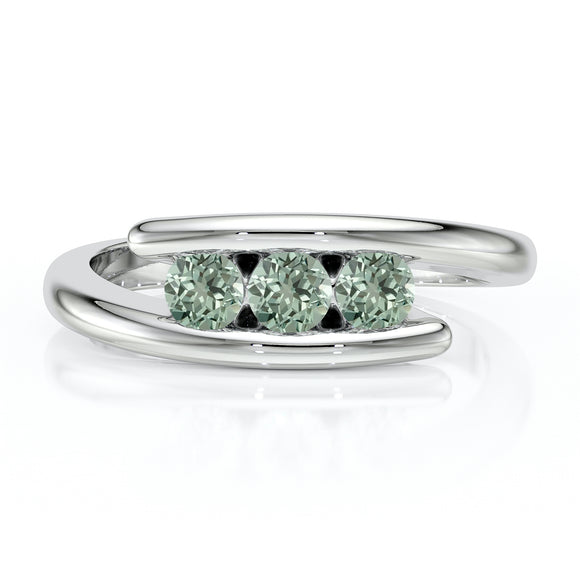 Bague trilogie saphir vert Main dans la Main - 5
