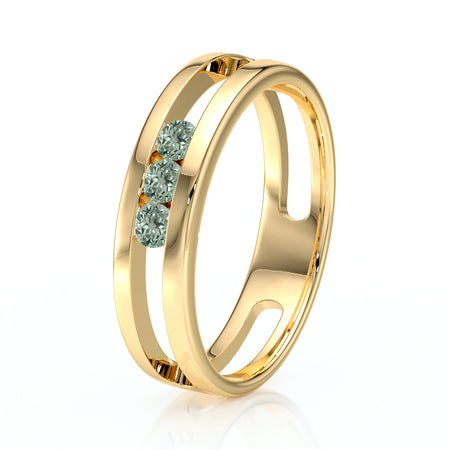 Bague trilogie saphir vert Premier Pas - 2