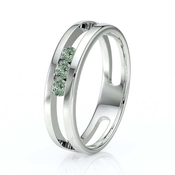Bague trilogie saphir vert Premier Pas - 2