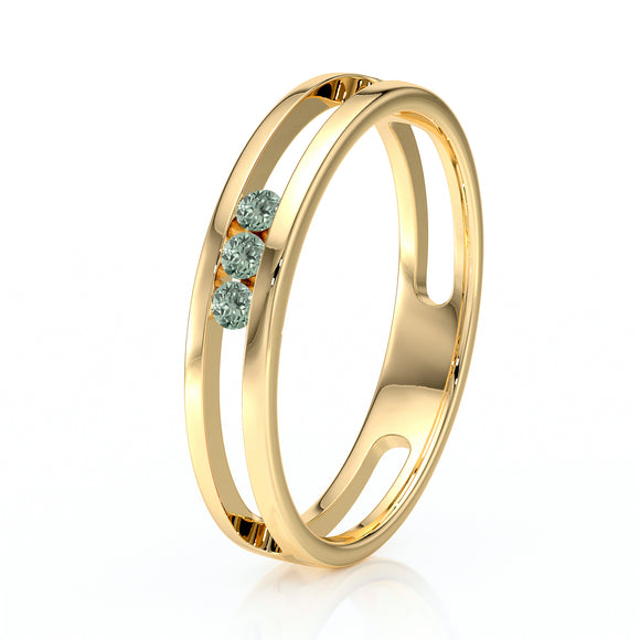 Bague trilogie saphir vert Premier Pas - 3