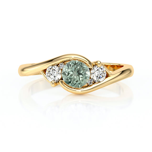Bague trilogie saphir vert et diamant Premier Pas - 1