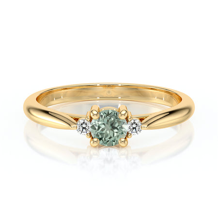 Bague trilogie saphir vert et diamant Coucher de Soleil - 1