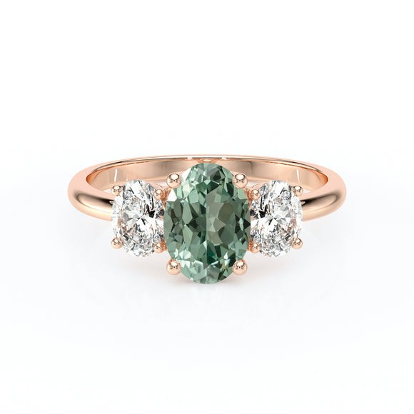 Bague trilogie saphir vert et diamant Premier Pas - 6
