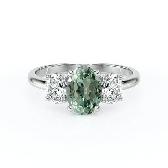 Bague trilogie saphir vert et diamant Premier Pas - 6