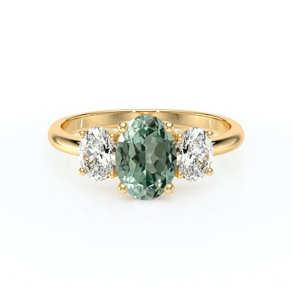 Bague trilogie saphir vert et diamant Premier Pas - 6