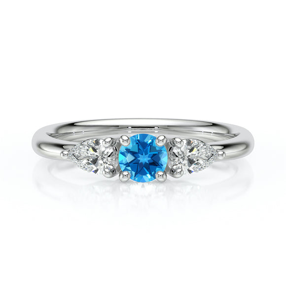 Bague trilogie topaze et diamant Coucher de Soleil - 5