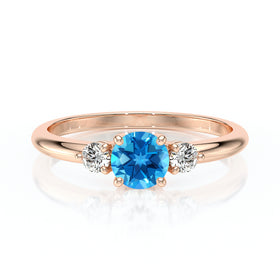 Bague trilogie topaze et diamant Coucher de Soleil - 6