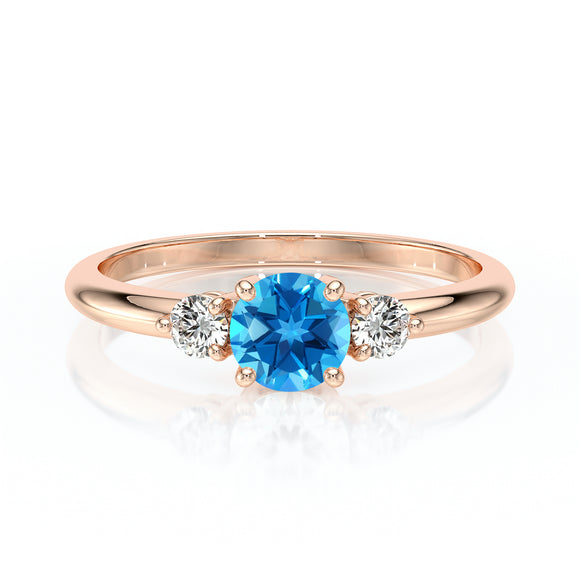 Bague trilogie topaze et diamant Coucher de Soleil - 6