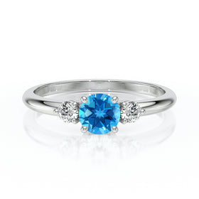 Bague trilogie topaze et diamant Coucher de Soleil - 6
