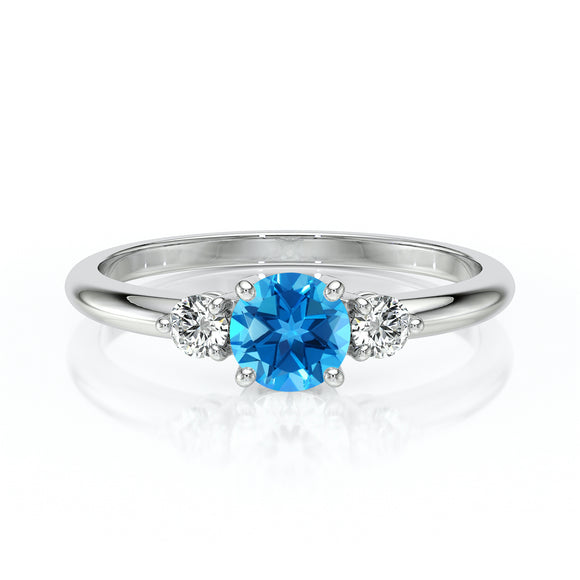 Bague trilogie topaze et diamant Coucher de Soleil - 6
