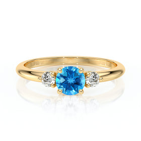 Bague trilogie topaze et diamant Coucher de Soleil - 6