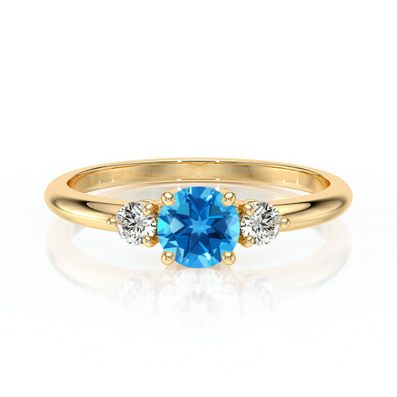 Bague trilogie topaze et diamant Coucher de Soleil - 6