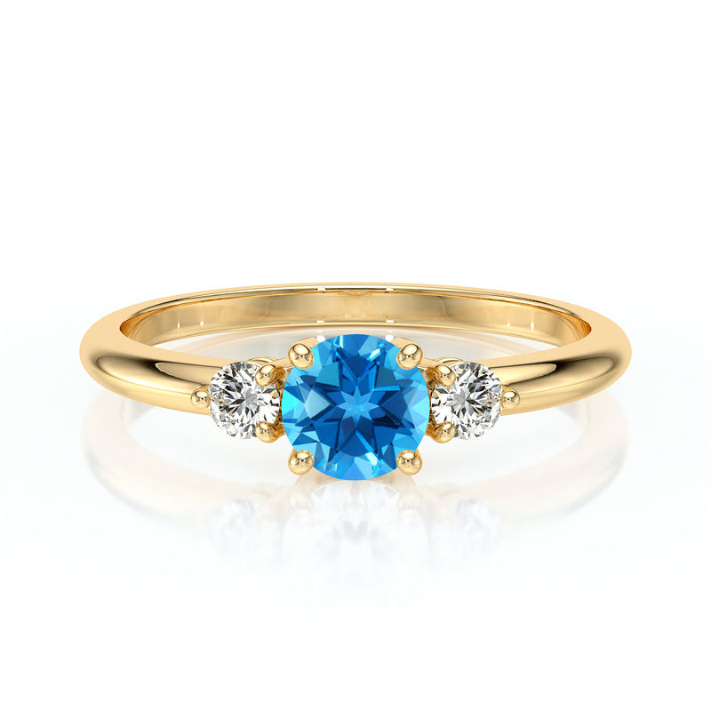 Bague trilogie topaze et diamant Coucher de Soleil - 6