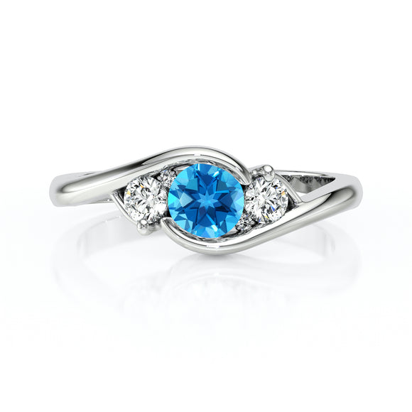 Bague trilogie topaze et diamant Premier Pas - 1