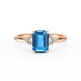 Bague trilogie topaze et diamant Coucher de Soleil - 10