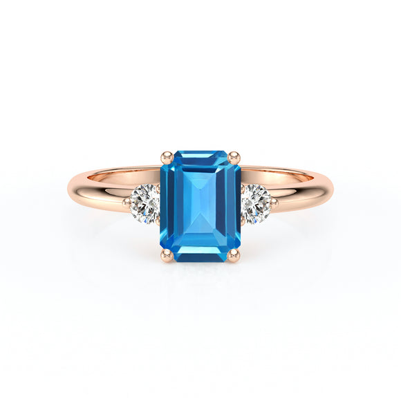 Bague trilogie topaze et diamant Coucher de Soleil - 10